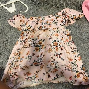 cute mushroom long sleeve and off the shoulder flower shirt